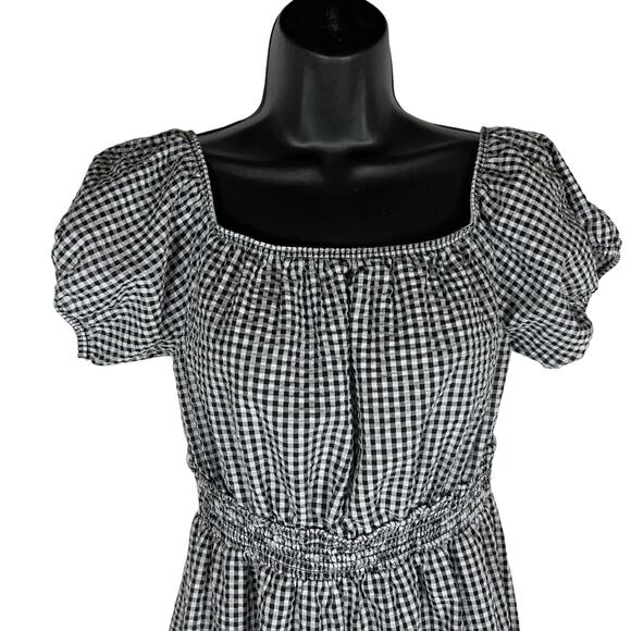 Treasure & Bond Women's Black Gingham Off The Shoulder Dress Convertible Medium - Picture 6 of 9